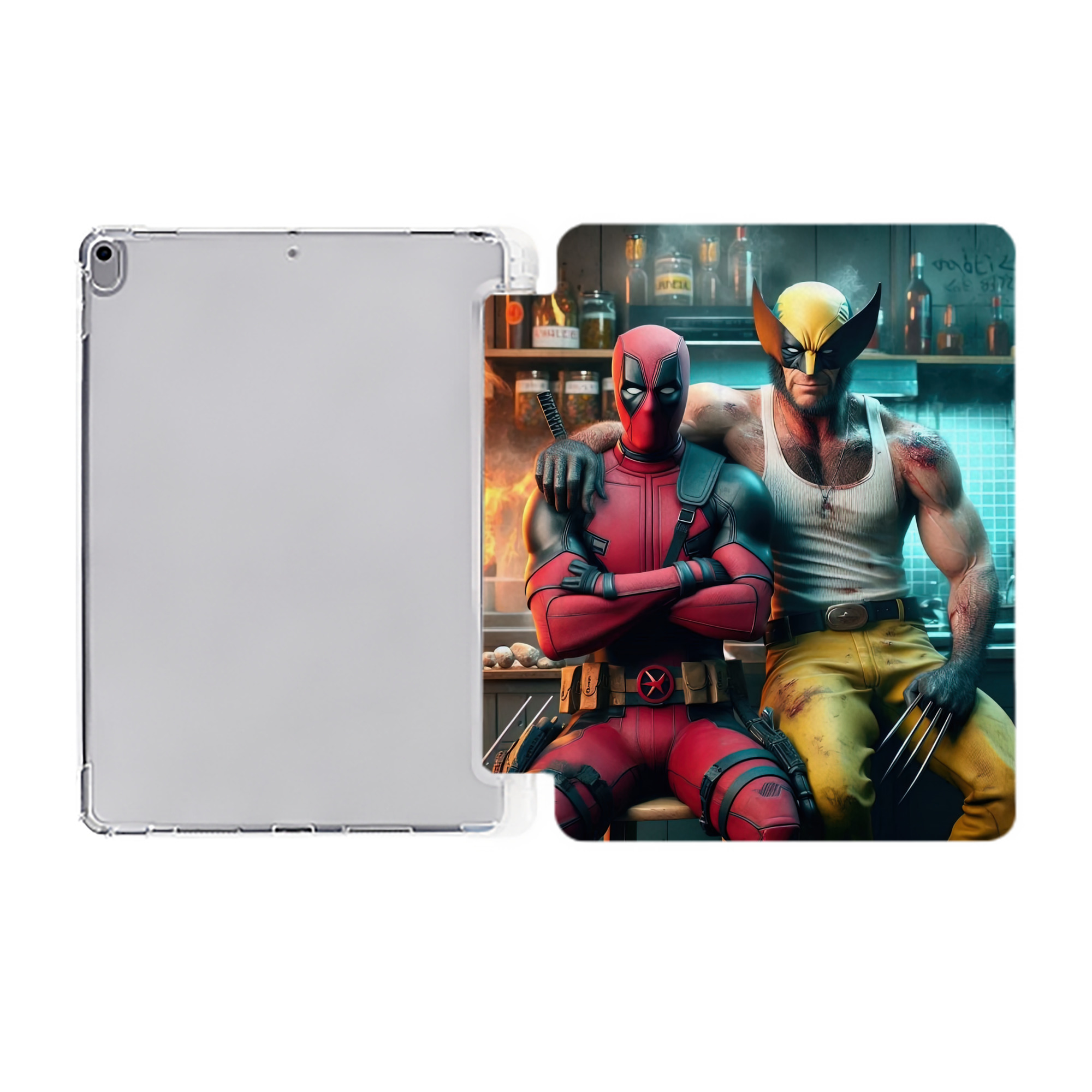 （画像用） Deadpool デッドプール IPad ケース ペン収納付き 三つ折りスタンド PUレザー×シリコン 対応機種9.5/10.5/10.9インチ